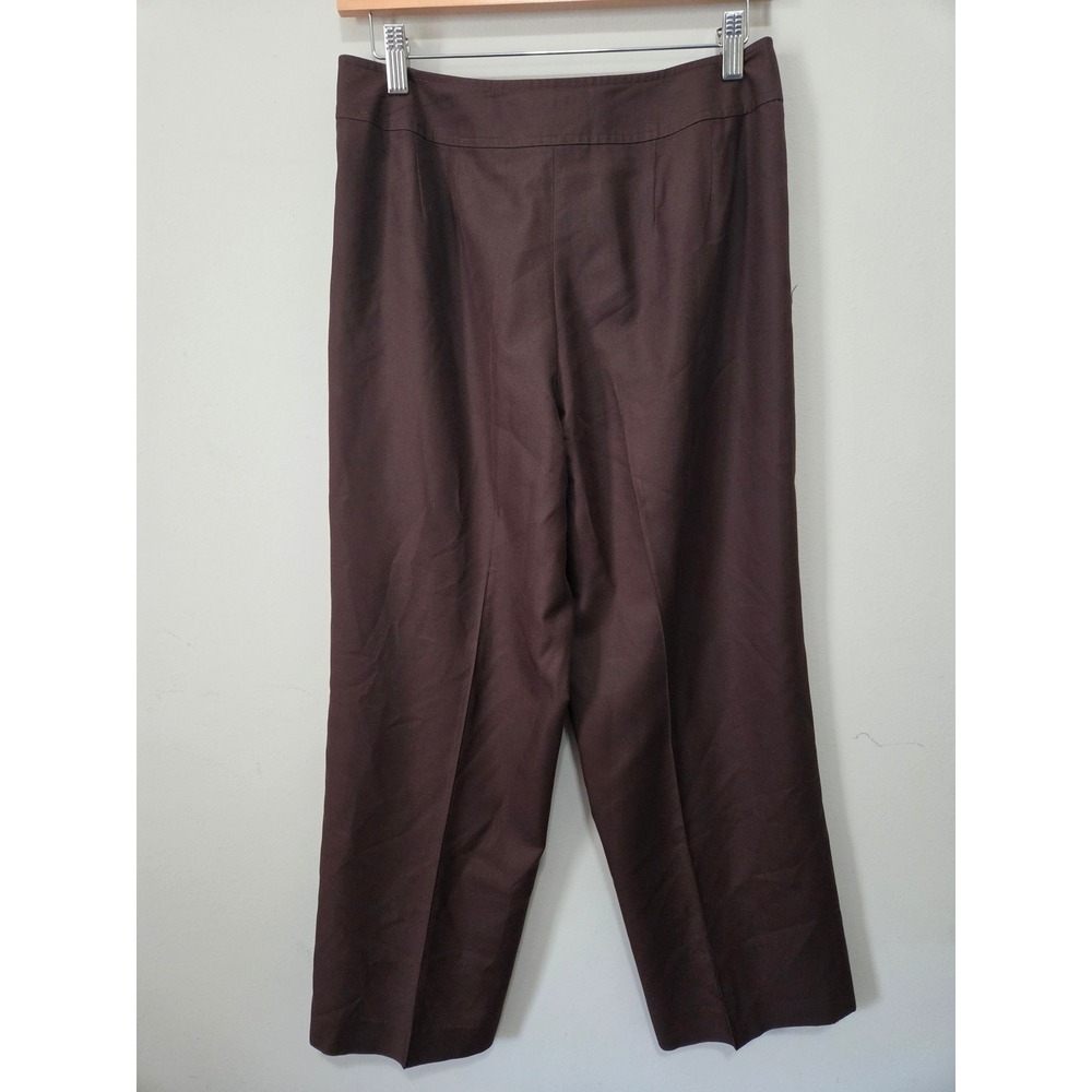 Talbots Petites Brown 100% Silk Wide‎ Leg Dress Pants Trousers Womens Size 8P - Picture 3 of 8